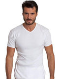 BASIC COTTON Free Spirit Premium Quality 100% Cotton Men's V - Neck T-Shirt. Proudly Made in Italy (905)