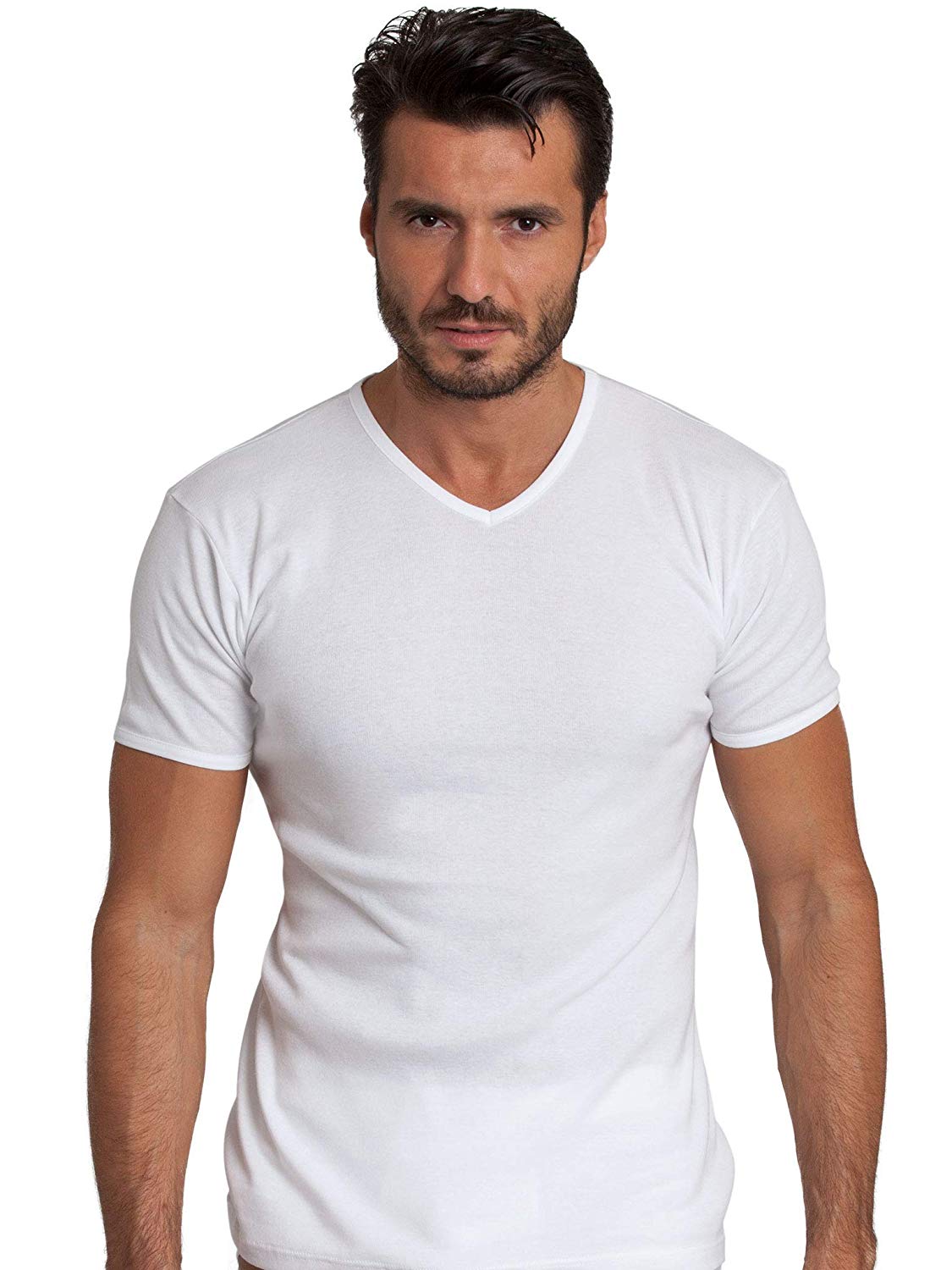 BASIC COTTON Free Spirit Premium Quality 100% Cotton Men's V - Neck T-Shirt. Proudly Made in Italy (905)