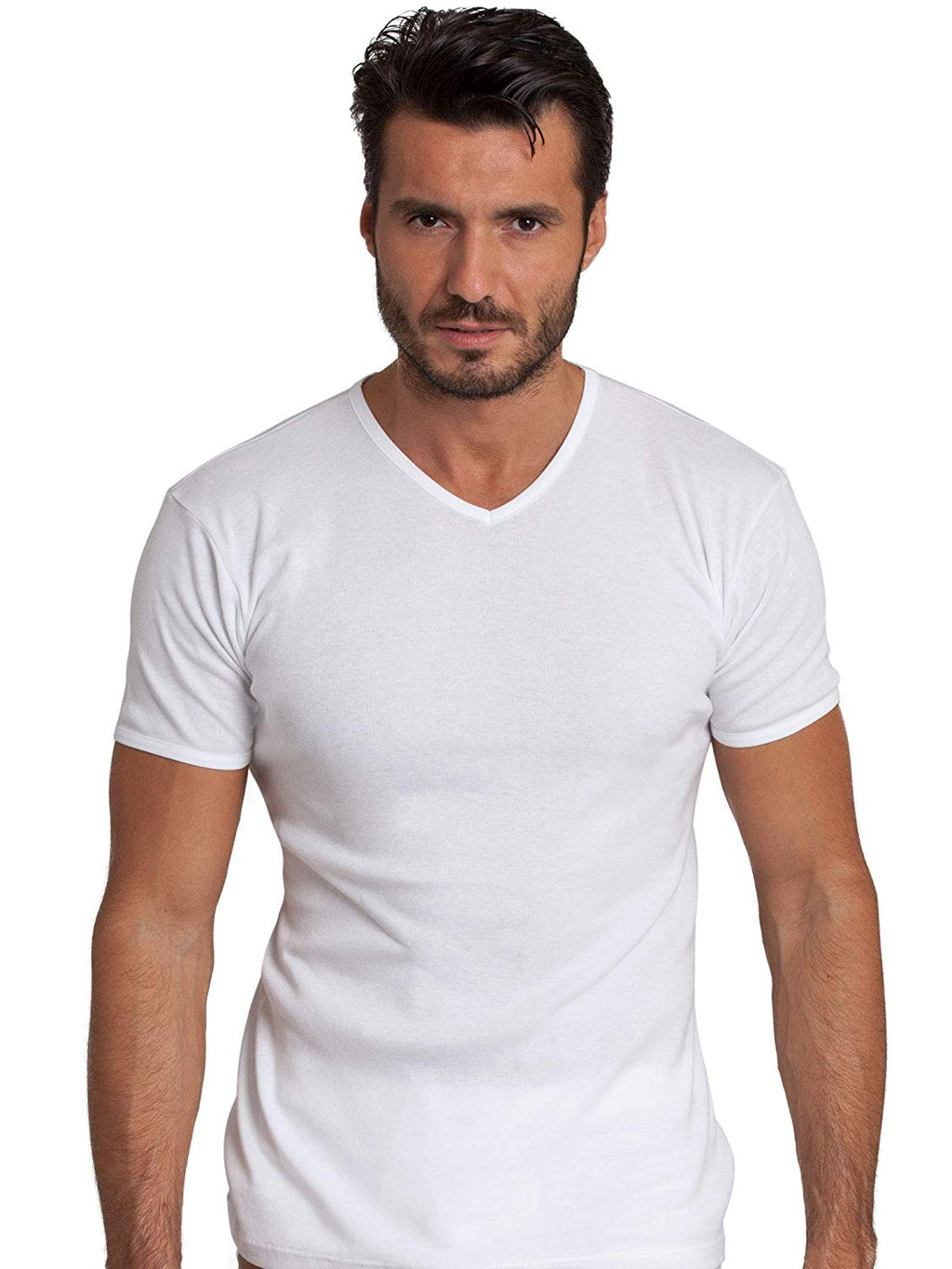 BASIC COTTON Free Spirit Premium Quality Cotton Men's V - Neck T-Shirt Proudly Made in Italy (985)