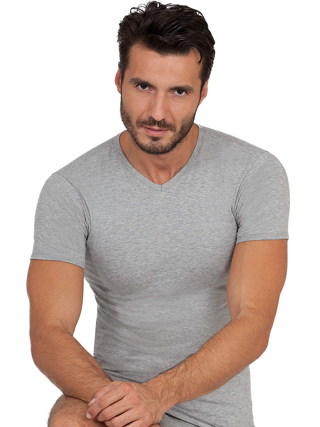 BASIC COTTON Free Spirit Premium Quality Brushed Cotton Men's V-Neck T-Shirt Made in Italy