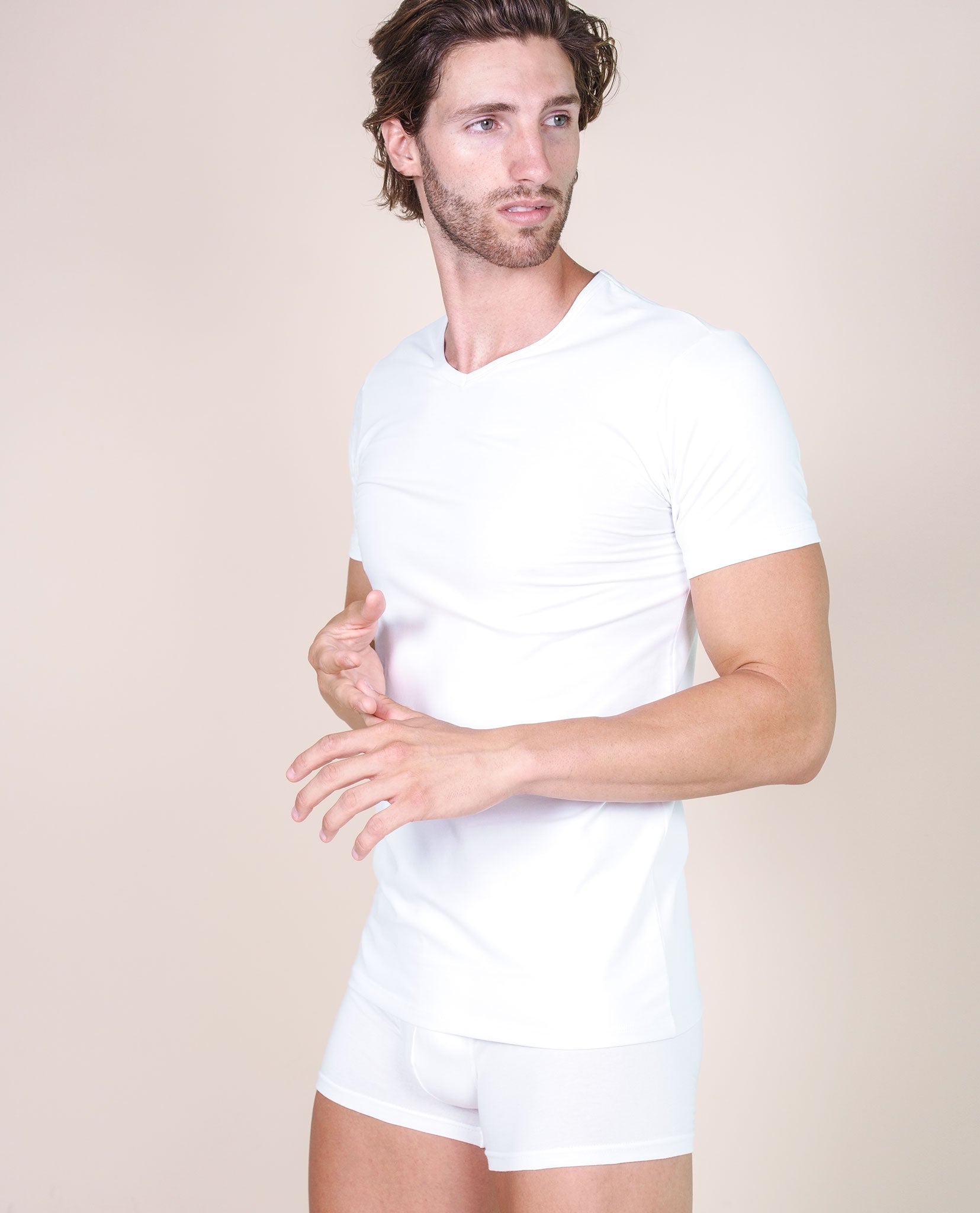 BASIC COTTON Free Spirit Premium Quality Cotton Men's V - Neck T-Shirt Proudly Made in Italy (985)