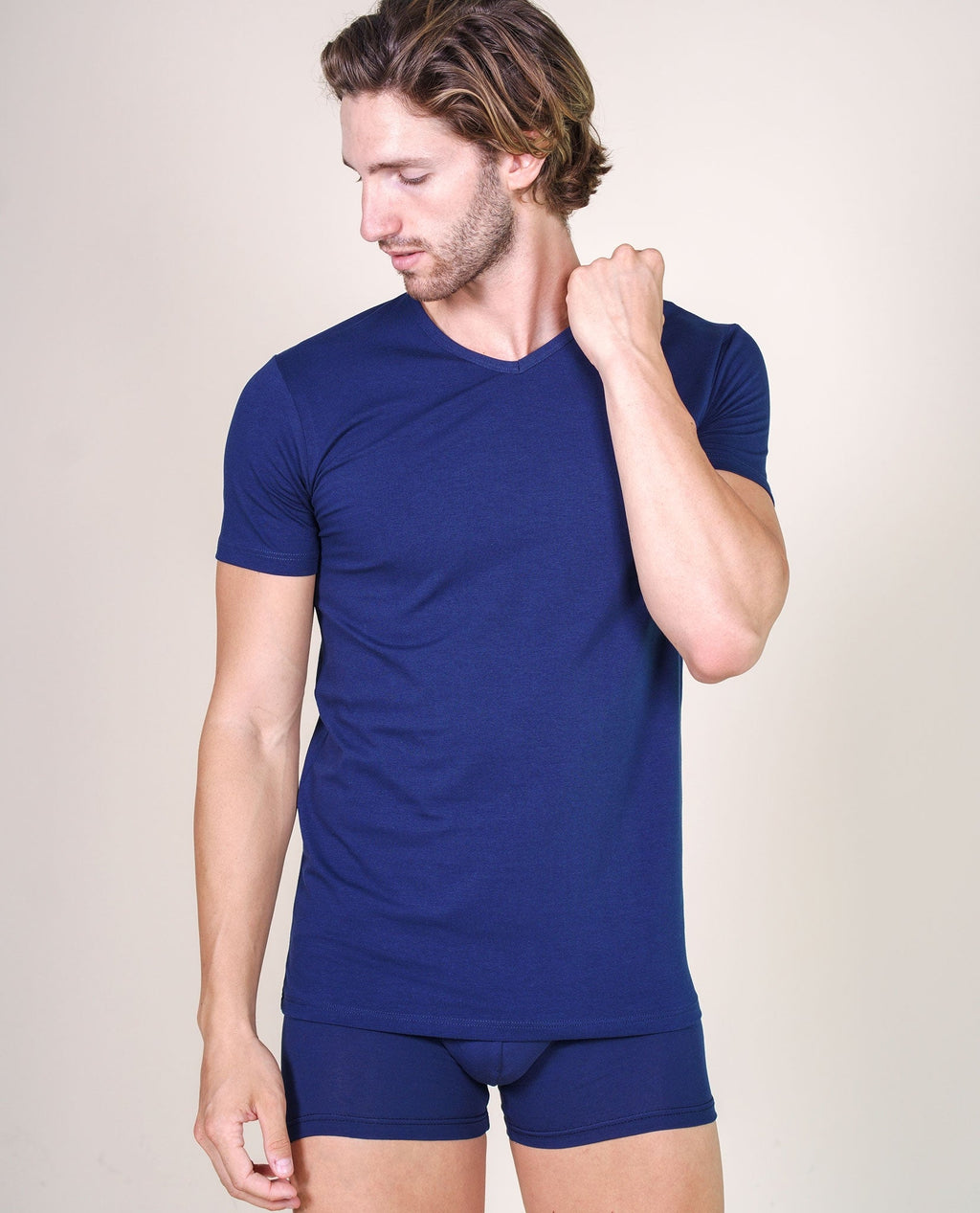 BASIC COTTON Free Spirit Premium Quality Cotton Men's V - Neck T-Shirt Proudly Made in Italy (985)