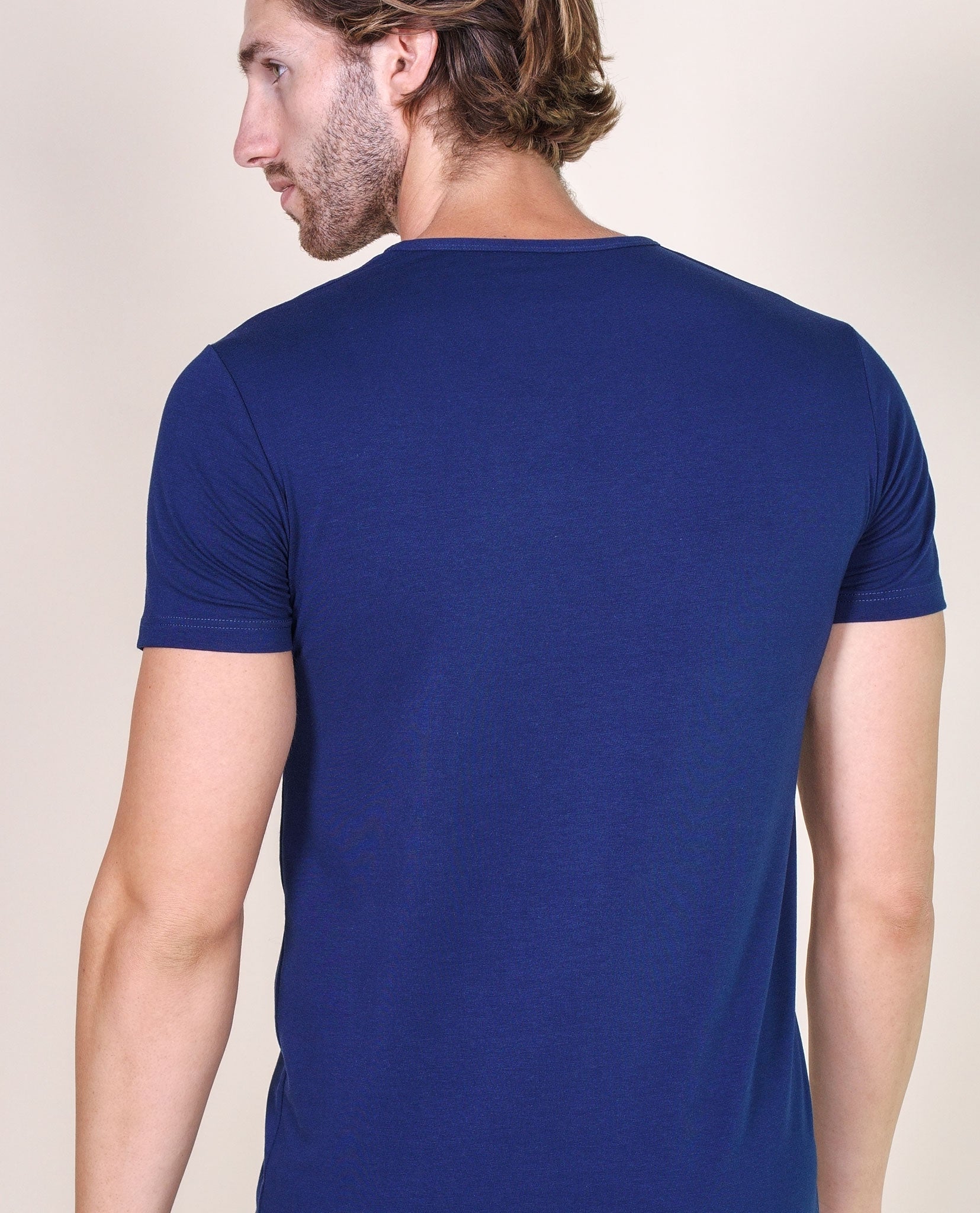 BASIC COTTON Free Spirit Premium Quality Cotton Men's V - Neck T-Shirt Proudly Made in Italy (985)