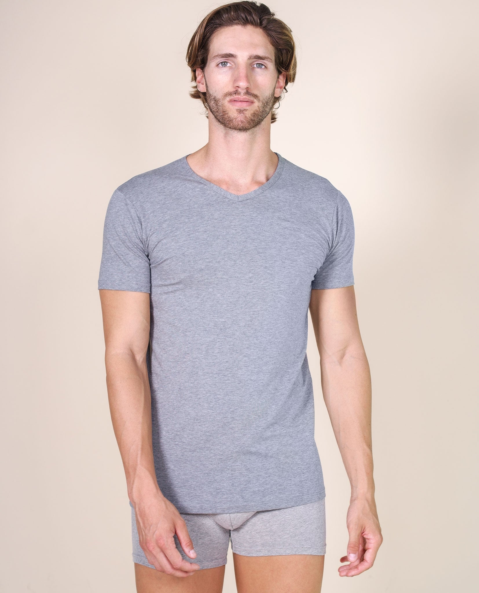 BASIC COTTON Free Spirit Premium Quality Cotton Men's V - Neck T-Shirt Proudly Made in Italy (985)