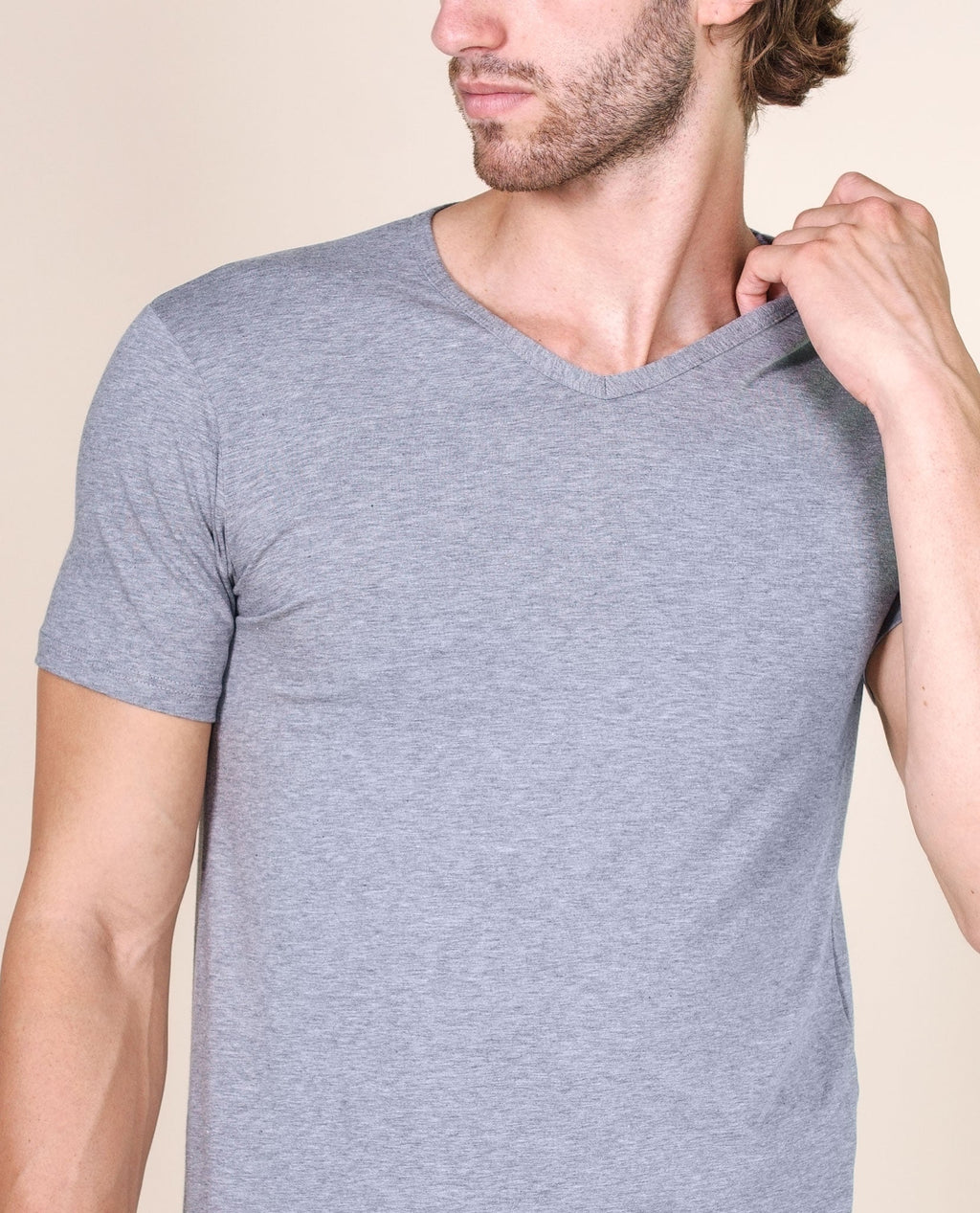 BASIC COTTON Free Spirit Premium Quality Cotton Men's V - Neck T-Shirt Proudly Made in Italy (985)