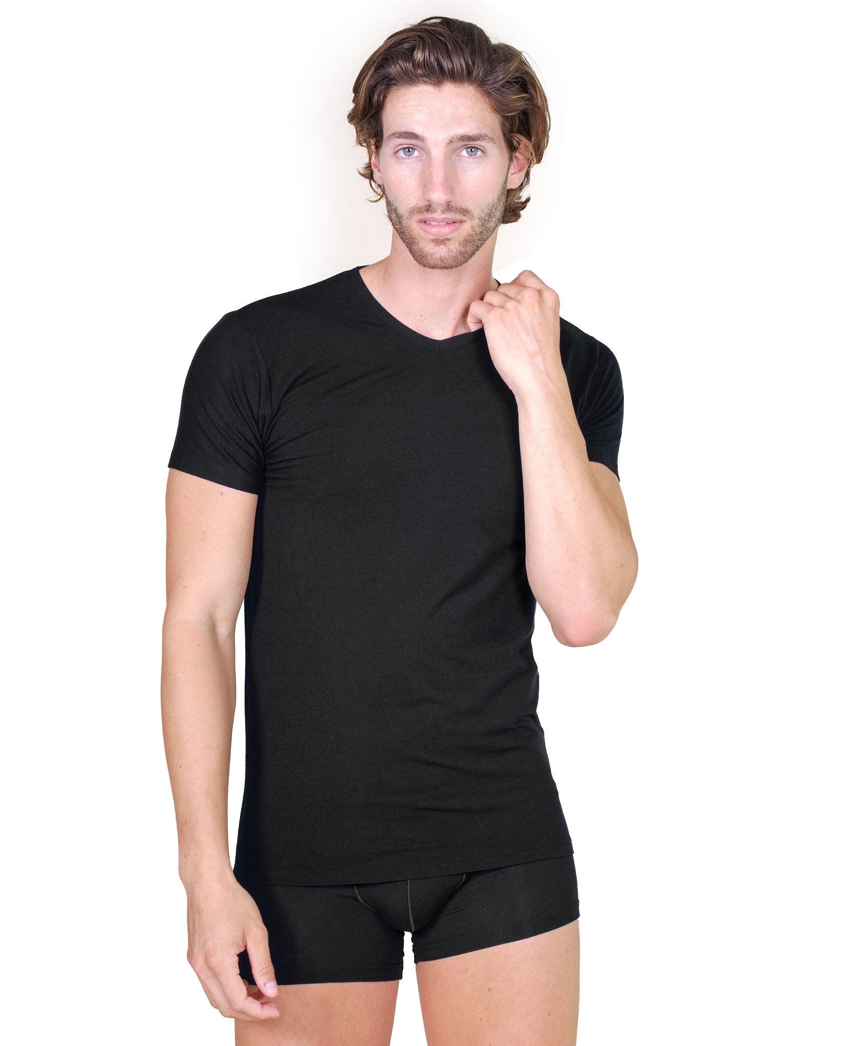 EGI Luxury Wool Silk Men's Short Sleeve T-Shirt. Proudly Made in Italy (456)
