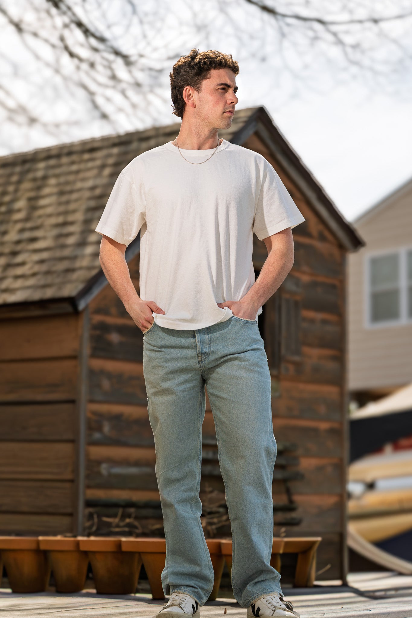 Light-Wash Straight Denim