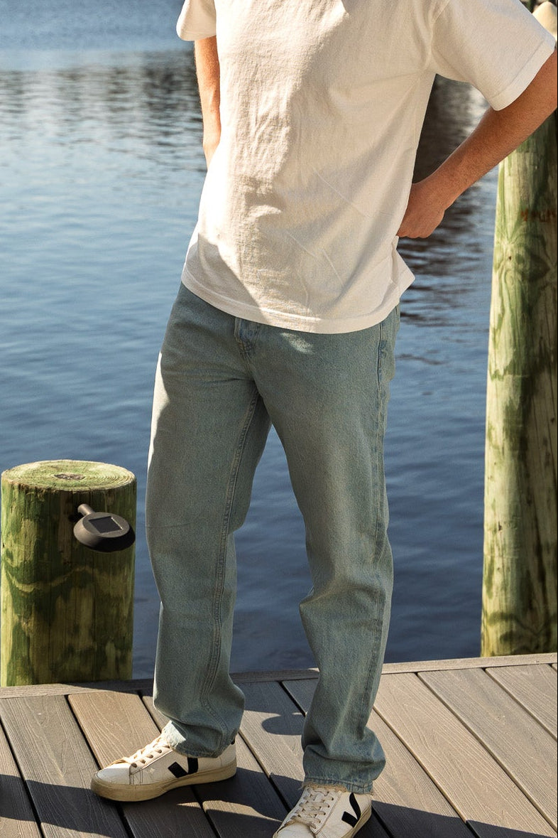Light-Wash Straight Denim